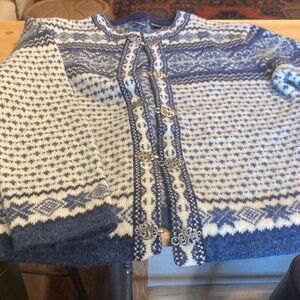 Sky Blue and White Wool Cardigan